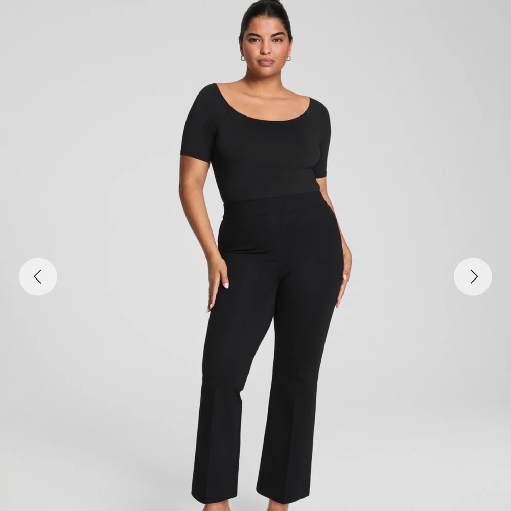 Black ponte kick flare pants